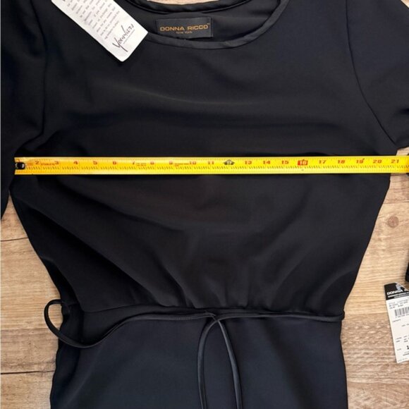 Donna Ricco Designer Black  Dress 3/4 Sleeves Size 14 - Picture 4 of 4
